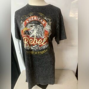 American Rebel Acid Wash Graphic Tee – Edgy "Fly Free" Rocker Vibe